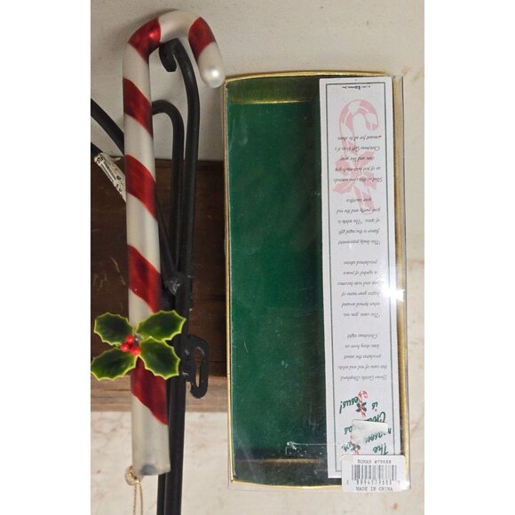 8" Candy Cane Glass Christmas Ornament & Story from Roman - Picture 2 of 5